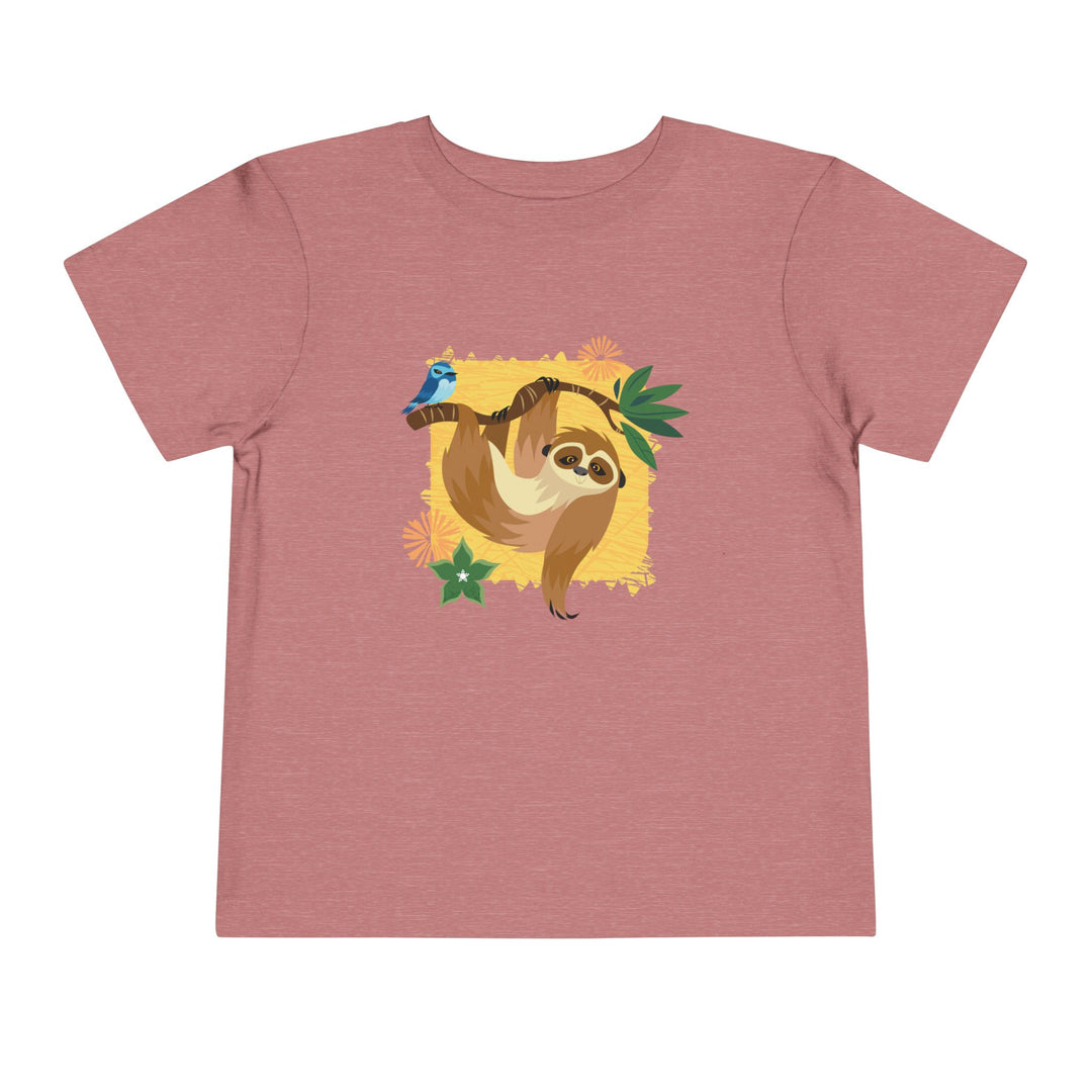 Sloth Hanging Out Flowers Toddler Soft Shirt