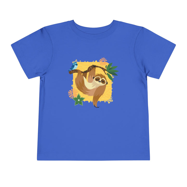 Sloth Hanging Out Flowers Soft Shirt - Toddler