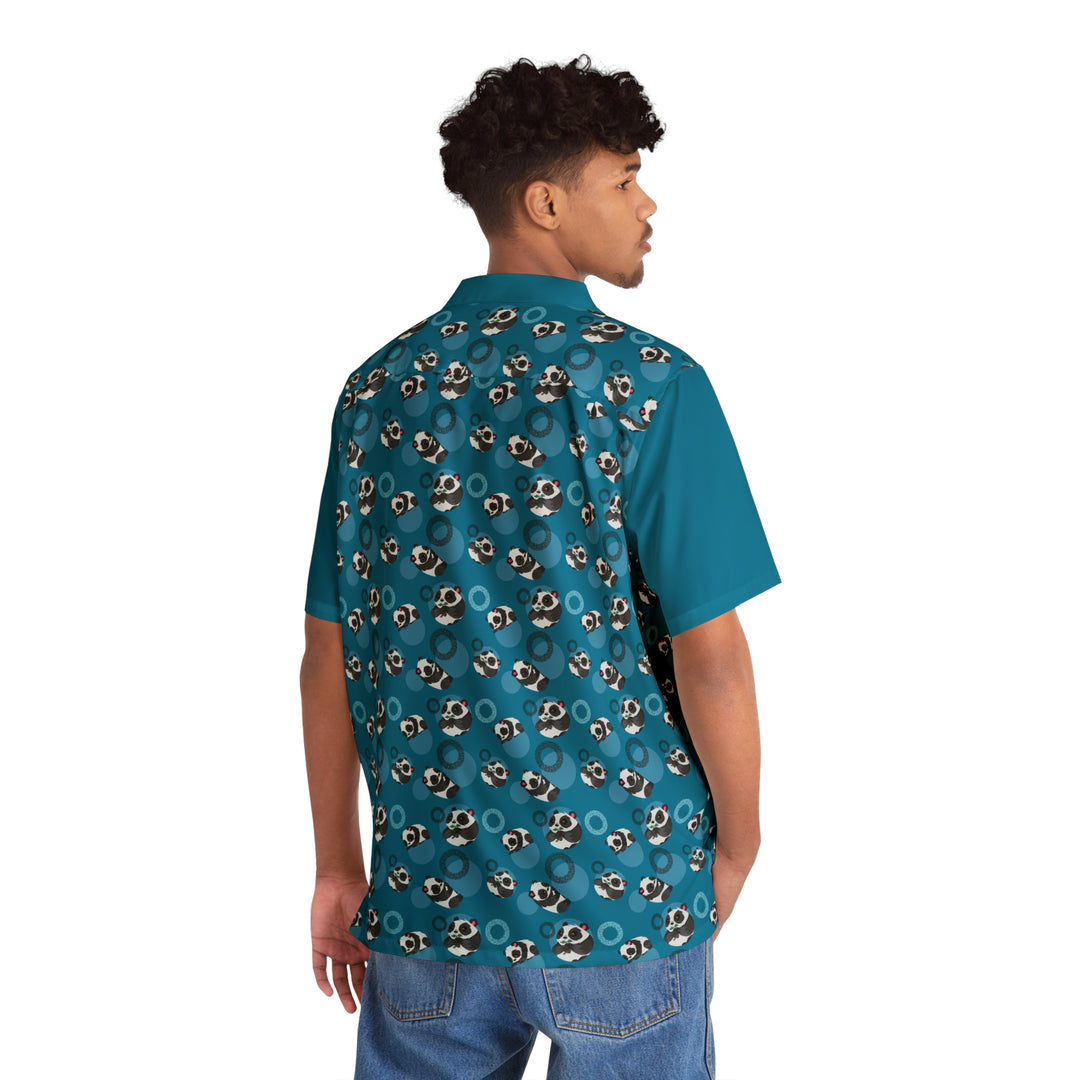 Panda Blue Circle Men's Hawaiian Shirt