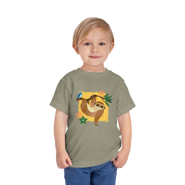 Sloth Hanging Out Flowers Soft Shirt - Toddler