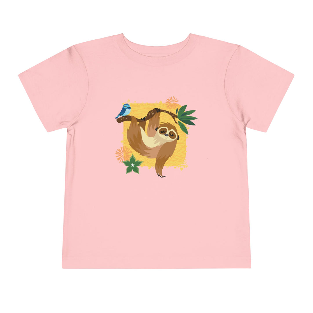 Sloth Hanging Out Flowers Toddler Soft Shirt