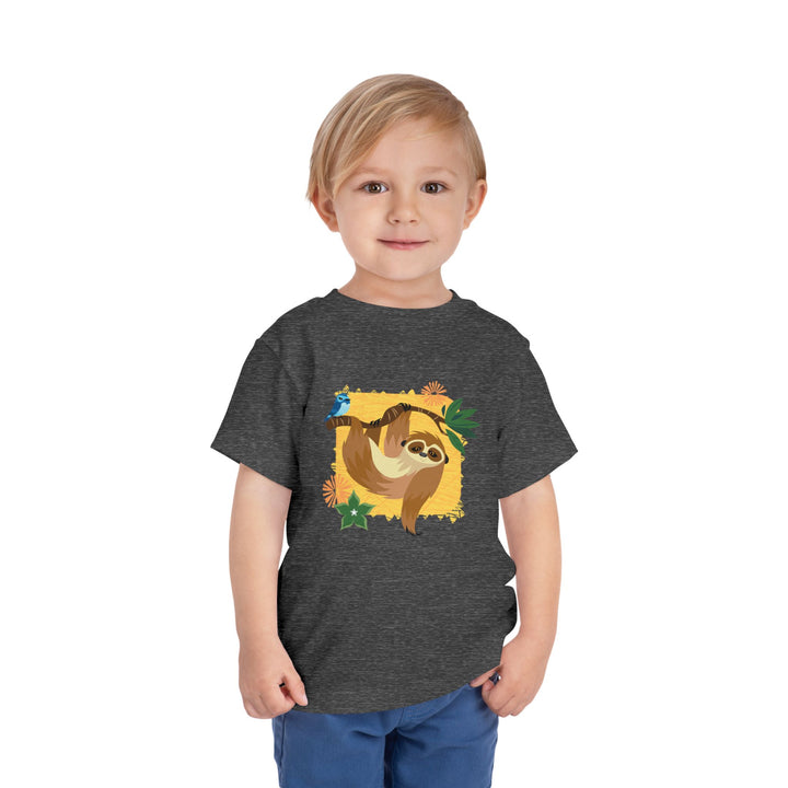 Sloth Hanging Out Flowers Soft Shirt - Toddler