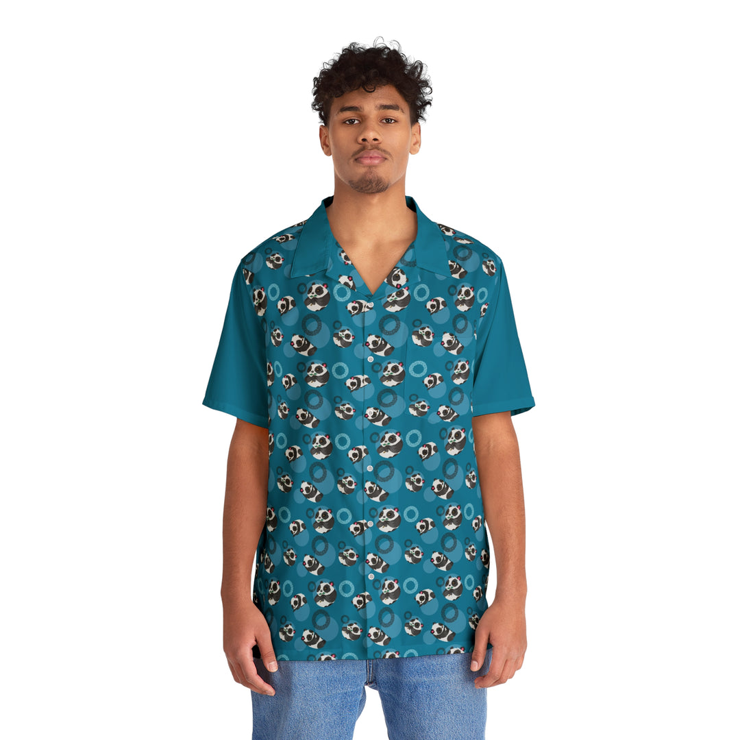 Panda Blue Circle Men's Hawaiian Shirt