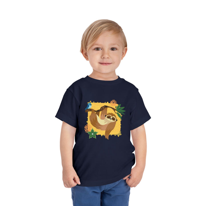 Sloth Hanging Out Flowers Soft Shirt - Toddler