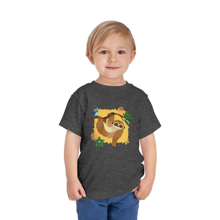 Sloth Hanging Out Flowers Toddler Soft Shirt