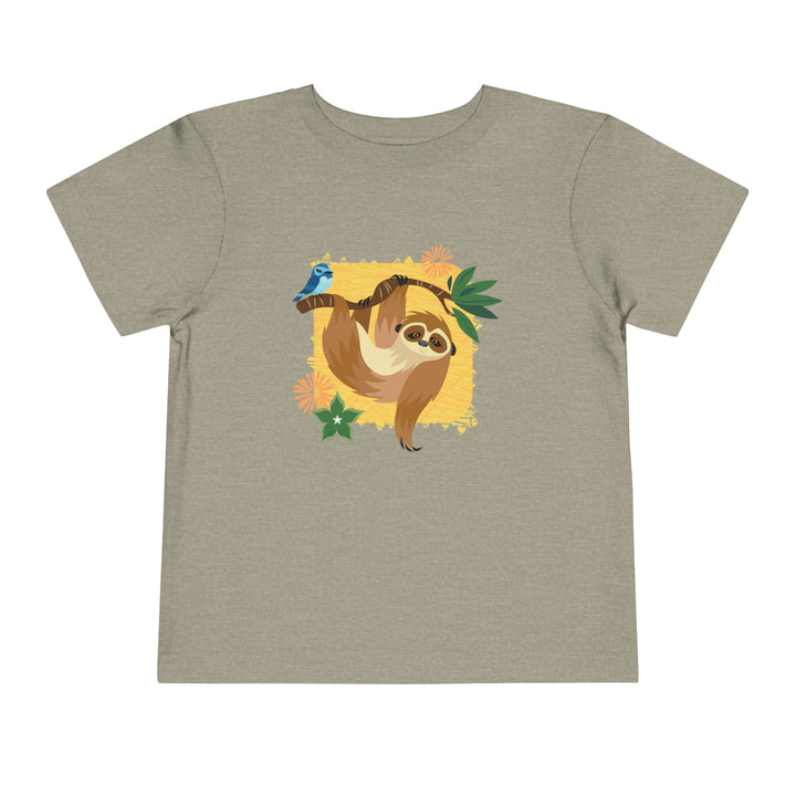 Sloth Hanging Out Flowers Toddler Soft Shirt