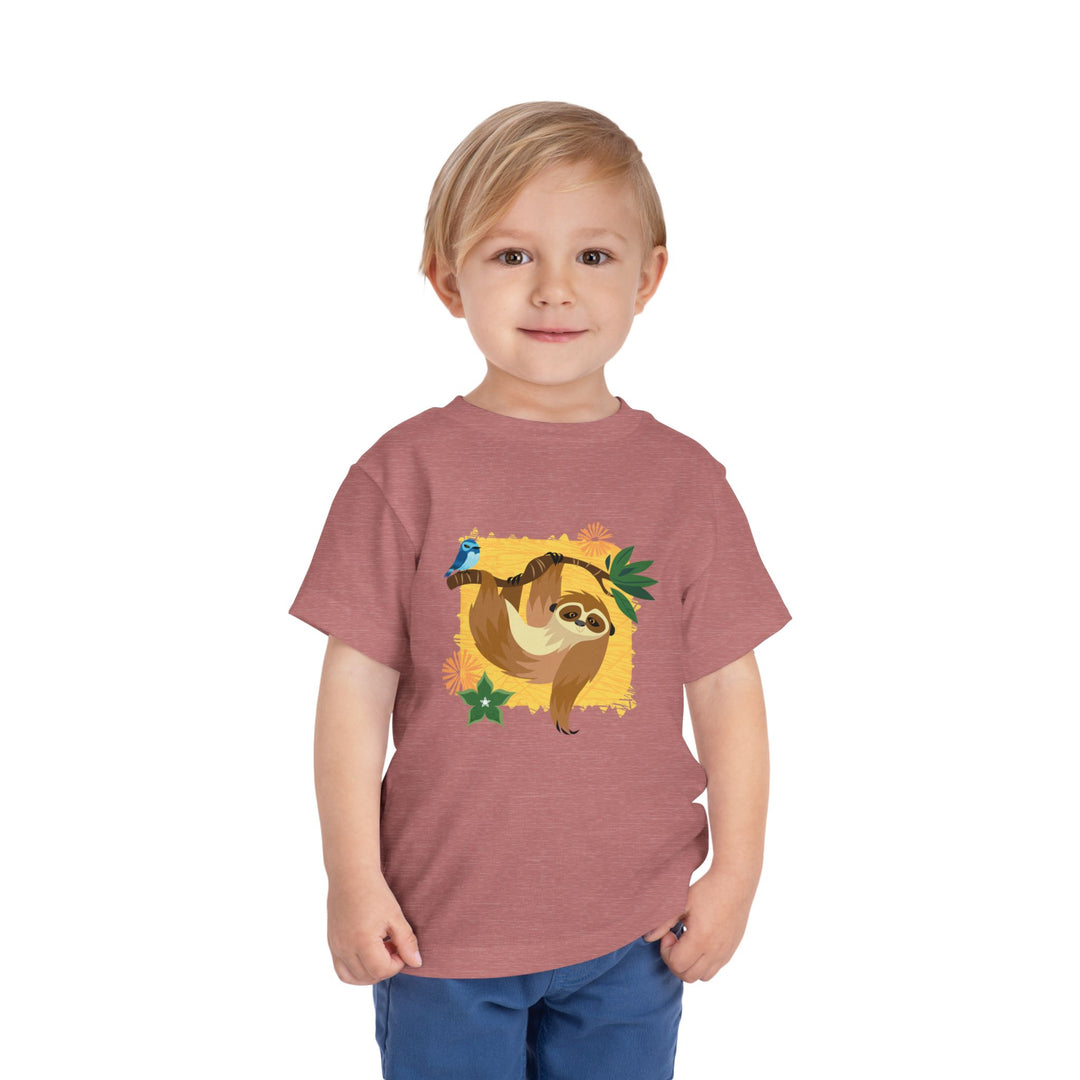 Sloth Hanging Out Flowers Soft Shirt - Toddler