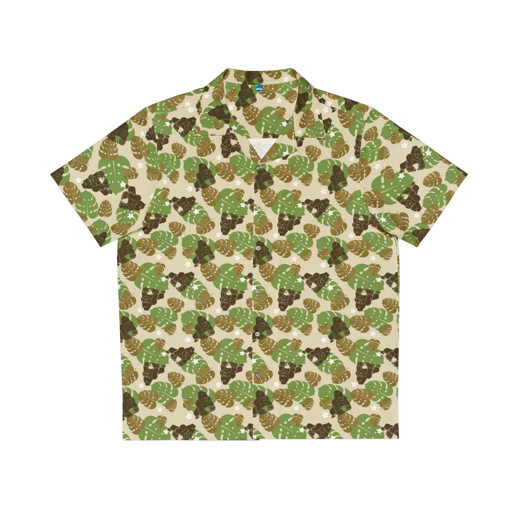  Hawaiian / 半袖シャツ/--/--/GRN/総柄 Gorilla Leaf Pattern Head Men's Hawaiian Shirt – Wild in Color
