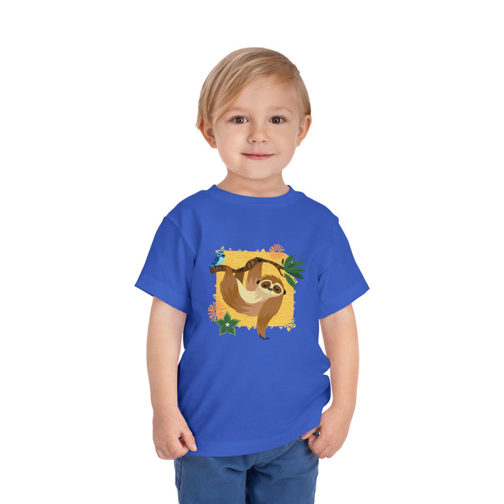 Sloth Hanging Out Flowers Toddler Soft Shirt