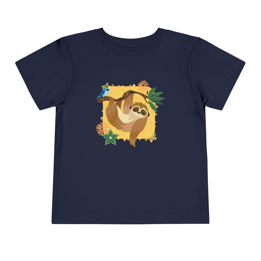 Sloth Hanging Out Flowers Toddler Soft Shirt